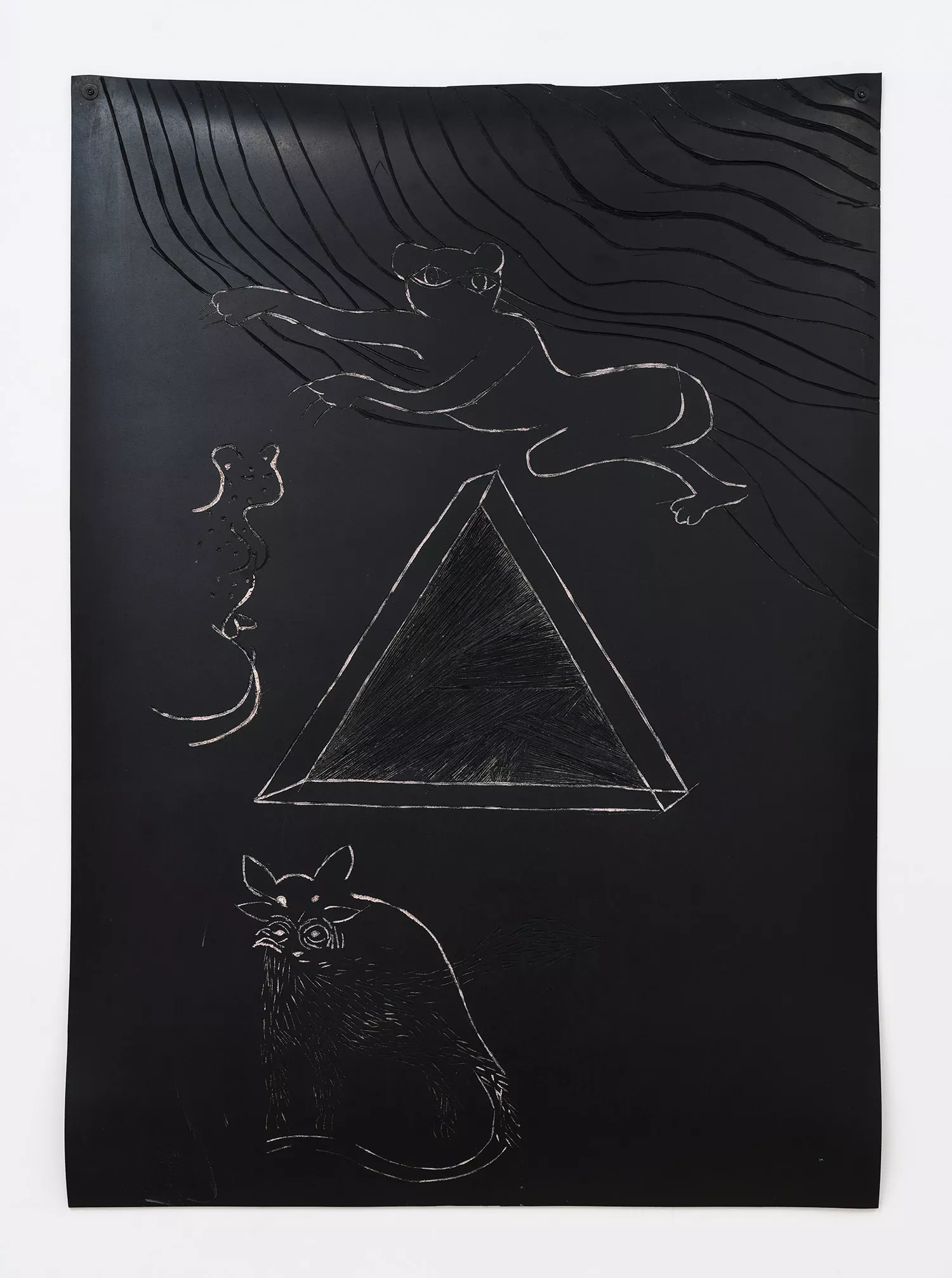 Gaia Fugazza - Growing Gills - Gaia Fugazza - Growing Gills - Trinity Panther, 2016 Natural rubber, chalk, 150 × 100 cm