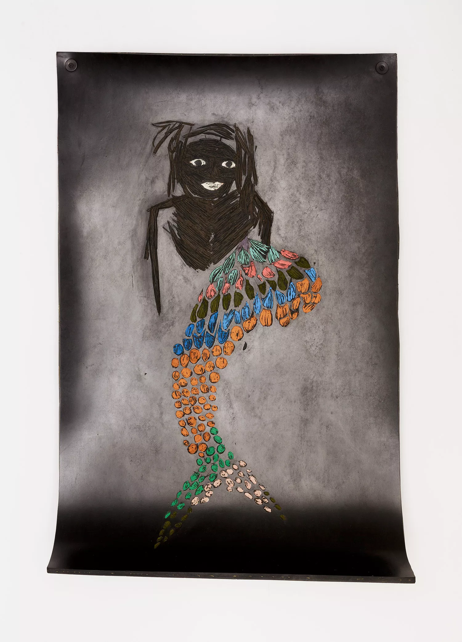 Gaia Fugazza - Growing Gills - Gaia Fugazza - Growing Gills - Bright Eyes, 2017 Natural rubber, pigments, acrylic medium, 100 × 70 cm