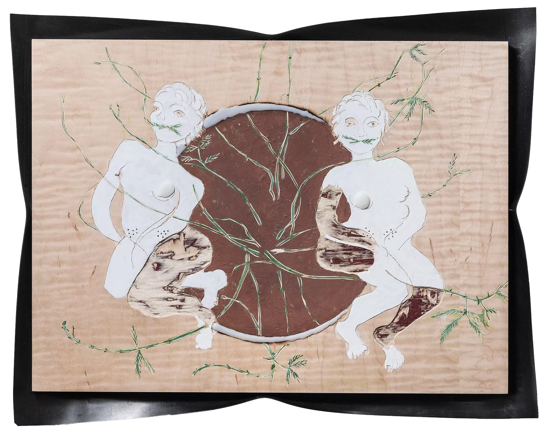 Gaia Fugazza - Hostages and Friends - Gaia Fugazza - Hostages and Friends - Mimosa Pudica – Hostages and partners, 2019, quilted maple plywood, beeswax, mineral pigments, 62 × 50 cm
