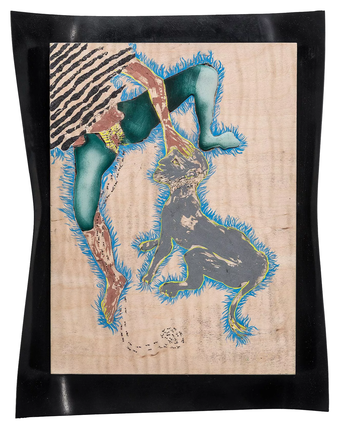 Gaia Fugazza - Hostages and Friends - Gaia Fugazza - Hostages and Friends - Non Chiedermi Perché [Don’t ask me why], 2019, quilted maple plywood, beeswax, mineral pigments, rubber, 25 × 32 cm